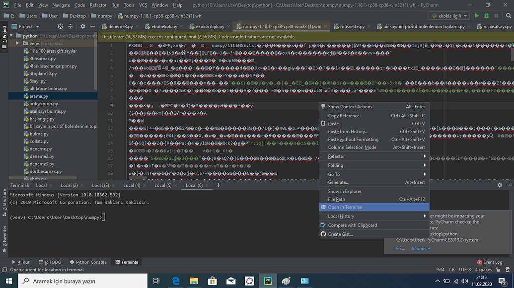 download numpy for python 3.6 pycharm